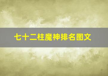 七十二柱魔神排名图文