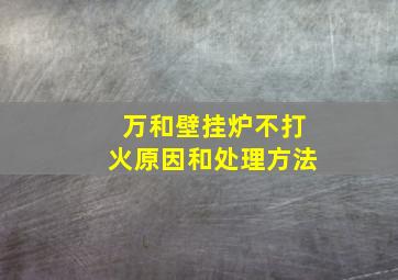 万和壁挂炉不打火原因和处理方法