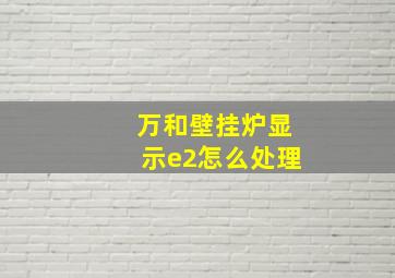 万和壁挂炉显示e2怎么处理