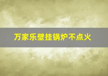 万家乐壁挂锅炉不点火