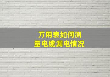 万用表如何测量电缆漏电情况