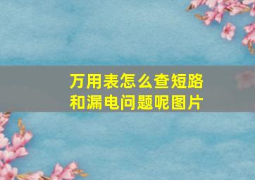 万用表怎么查短路和漏电问题呢图片