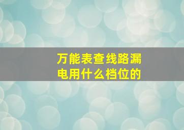 万能表查线路漏电用什么档位的