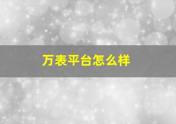 万表平台怎么样