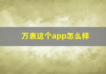 万表这个app怎么样