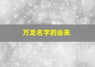 万龙名字的由来