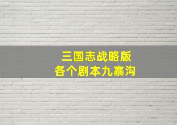 三国志战略版各个剧本九寨沟