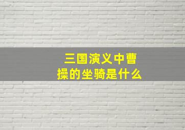 三国演义中曹操的坐骑是什么