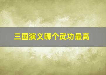 三国演义哪个武功最高