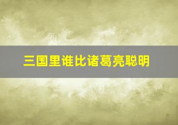 三国里谁比诸葛亮聪明