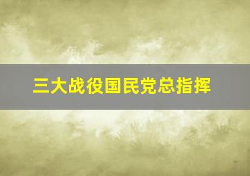 三大战役国民党总指挥