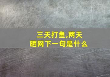 三天打鱼,两天晒网下一句是什么