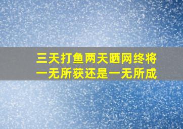 三天打鱼两天晒网终将一无所获还是一无所成