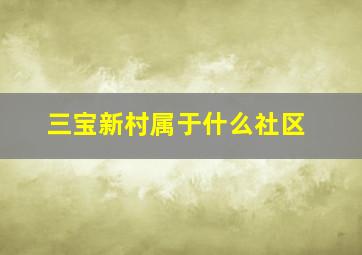 三宝新村属于什么社区