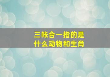 三帐合一指的是什么动物和生肖