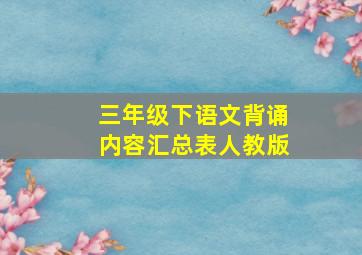 三年级下语文背诵内容汇总表人教版