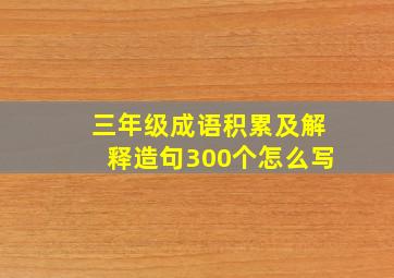 三年级成语积累及解释造句300个怎么写