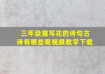 三年级描写花的诗句古诗有哪些呢视频教学下载