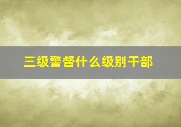 三级警督什么级别干部