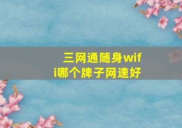 三网通随身wifi哪个牌子网速好