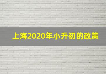 上海2020年小升初的政策