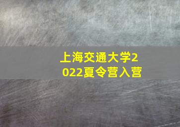 上海交通大学2022夏令营入营