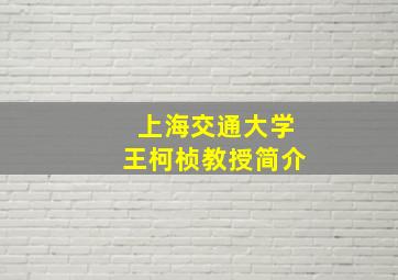 上海交通大学王柯桢教授简介