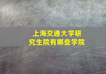 上海交通大学研究生院有哪些学院