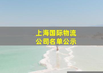 上海国际物流公司名单公示