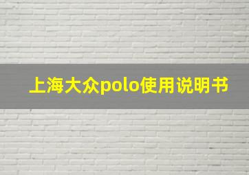 上海大众polo使用说明书