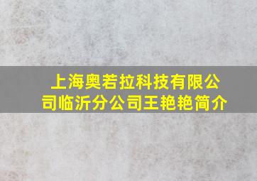 上海奥若拉科技有限公司临沂分公司王艳艳简介