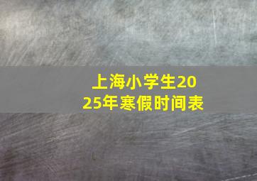 上海小学生2025年寒假时间表