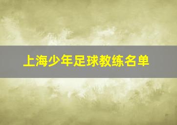 上海少年足球教练名单