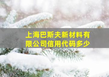 上海巴斯夫新材料有限公司信用代码多少