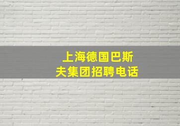 上海德国巴斯夫集团招聘电话