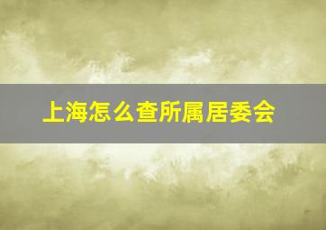 上海怎么查所属居委会