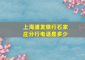 上海浦发银行石家庄分行电话是多少