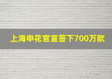 上海申花官宣签下700万欧