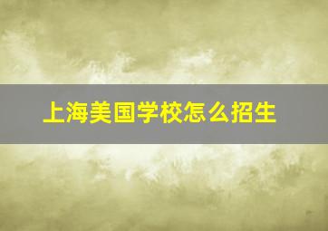 上海美国学校怎么招生