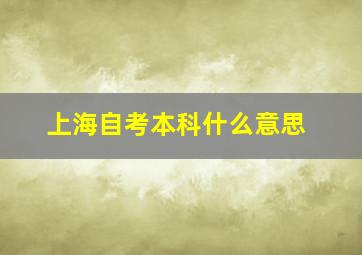 上海自考本科什么意思