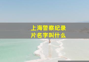 上海警察纪录片名字叫什么