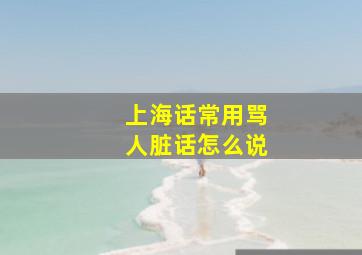 上海话常用骂人脏话怎么说