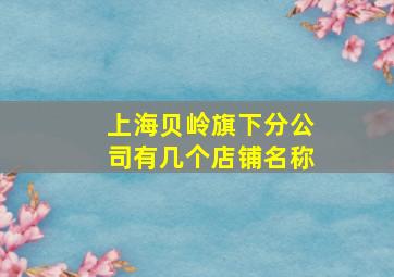 上海贝岭旗下分公司有几个店铺名称