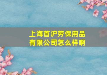 上海首沪劳保用品有限公司怎么样啊