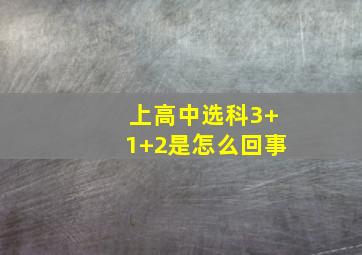 上高中选科3+1+2是怎么回事