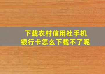 下载农村信用社手机银行卡怎么下载不了呢