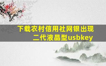 下载农村信用社网银出现二代液晶型usbkey