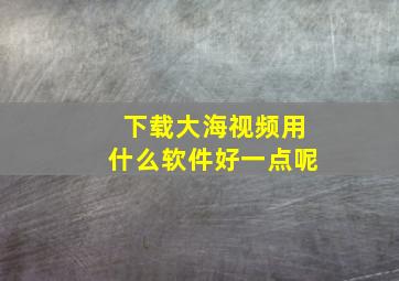 下载大海视频用什么软件好一点呢