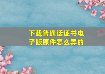 下载普通话证书电子版原件怎么弄的