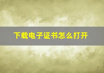 下载电子证书怎么打开